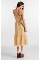 Vestido Georgette Midi Amarelo
