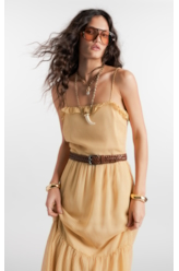 Vestido Georgette Midi Amarelo