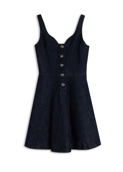 Vestido High Comfort Dark Indigo Botoe Lav. Amaciado+resina e Amassado
