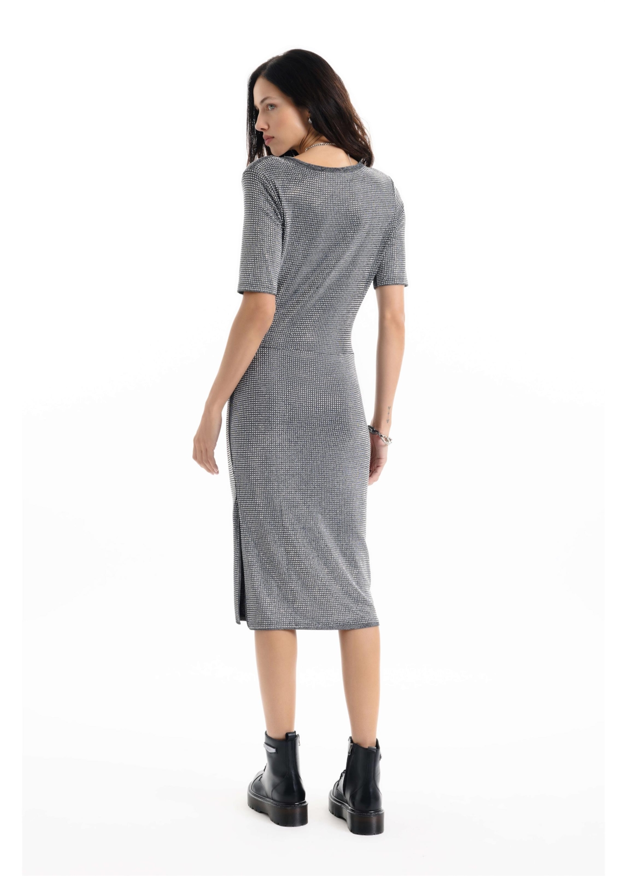 Vestido Hotfix Double Breasted Prata