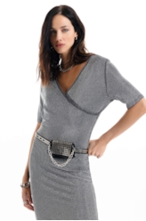 Vestido Hotfix Double Breasted Prata