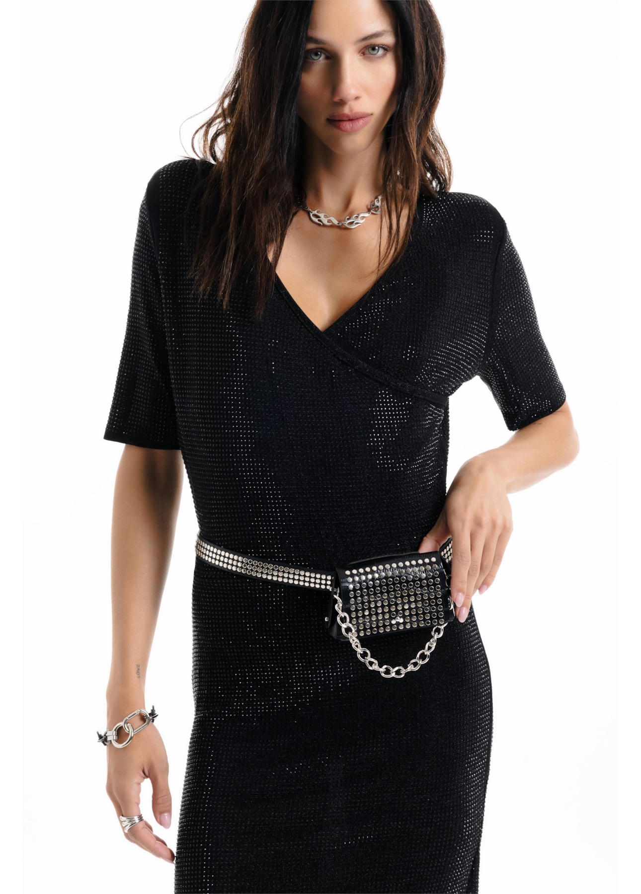 Vestido Hotfix Double Breasted Preto