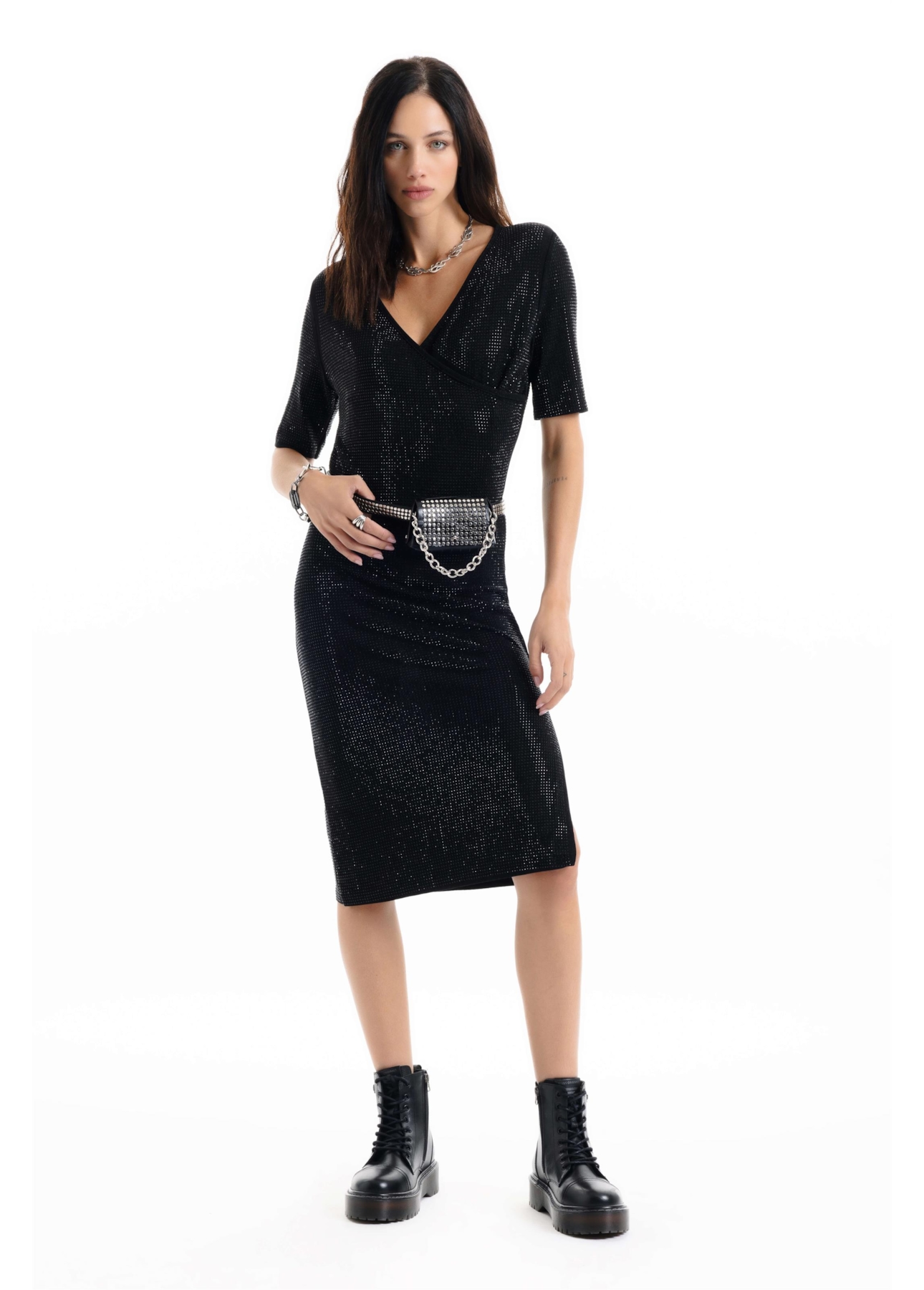 Vestido Hotfix Double Breasted Preto