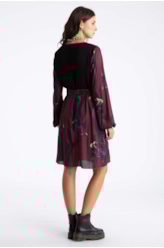 Vestido Incandescente Overlap Contrast Dark Wine