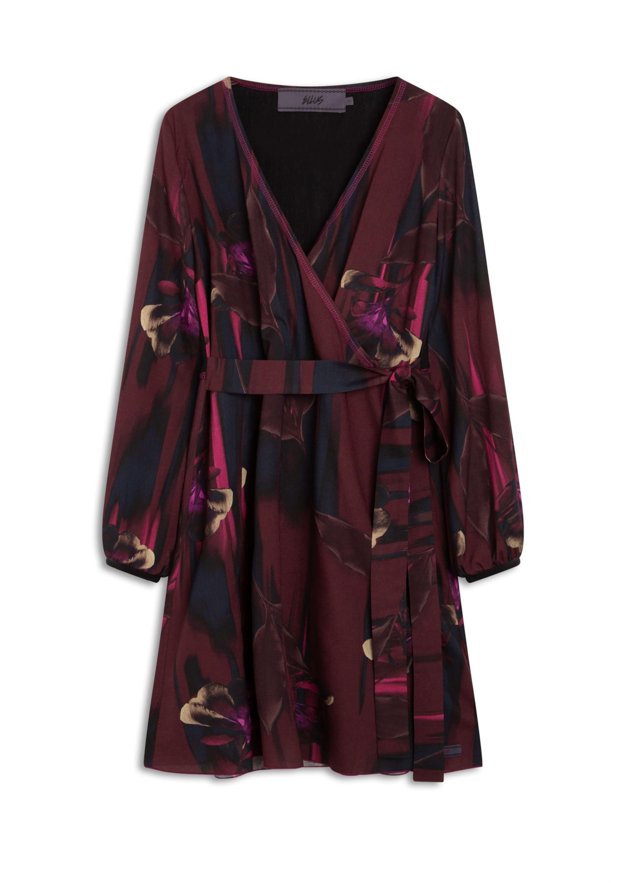 Vestido Incandescente Overlap Contrast Dark Wine