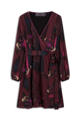 Vestido Incandescente Overlap Contrast Dark Wine