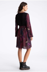 Vestido Incandescente Overlap Contrast Dark Wine
