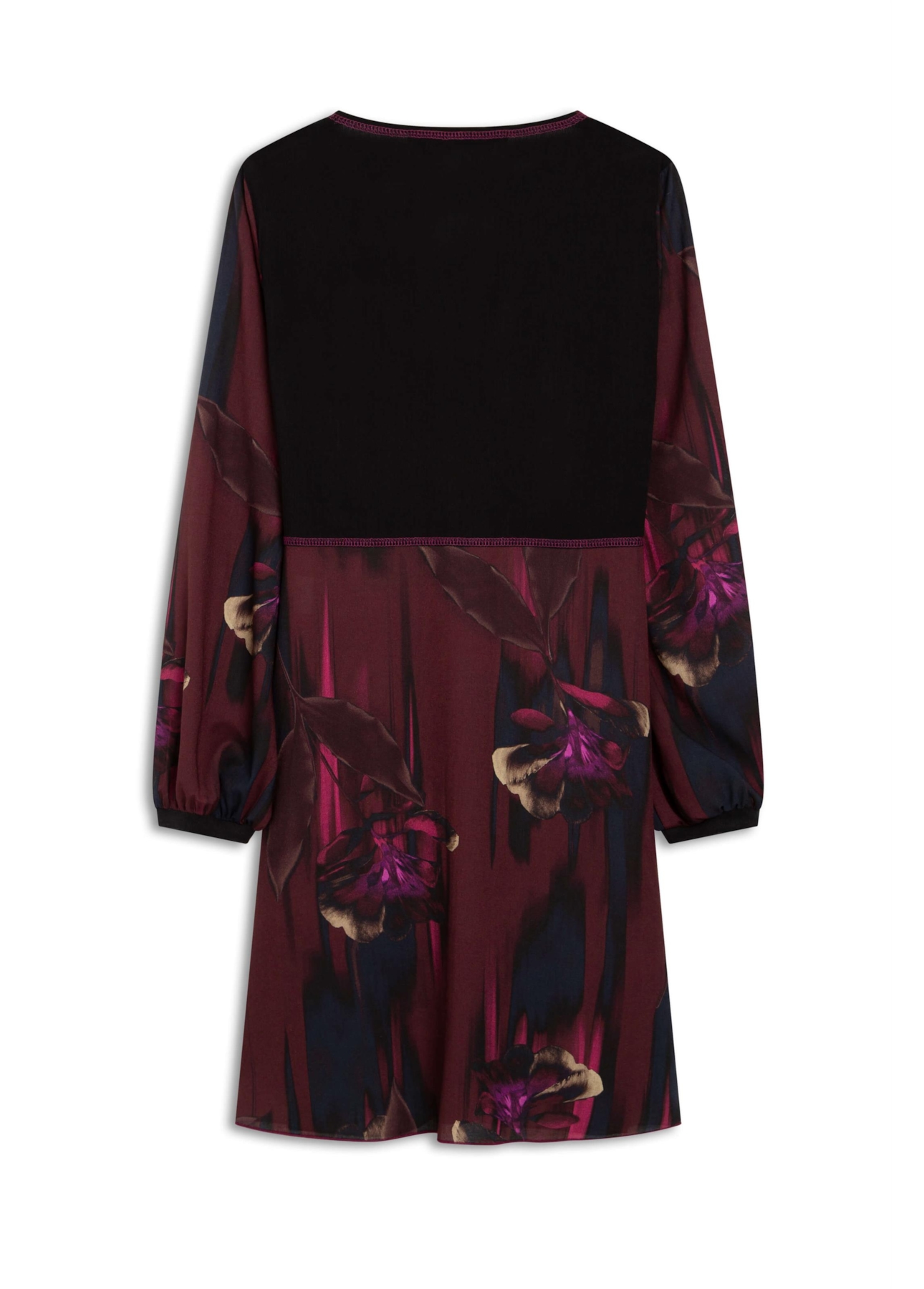 Vestido Incandescente Overlap Contrast Dark Wine