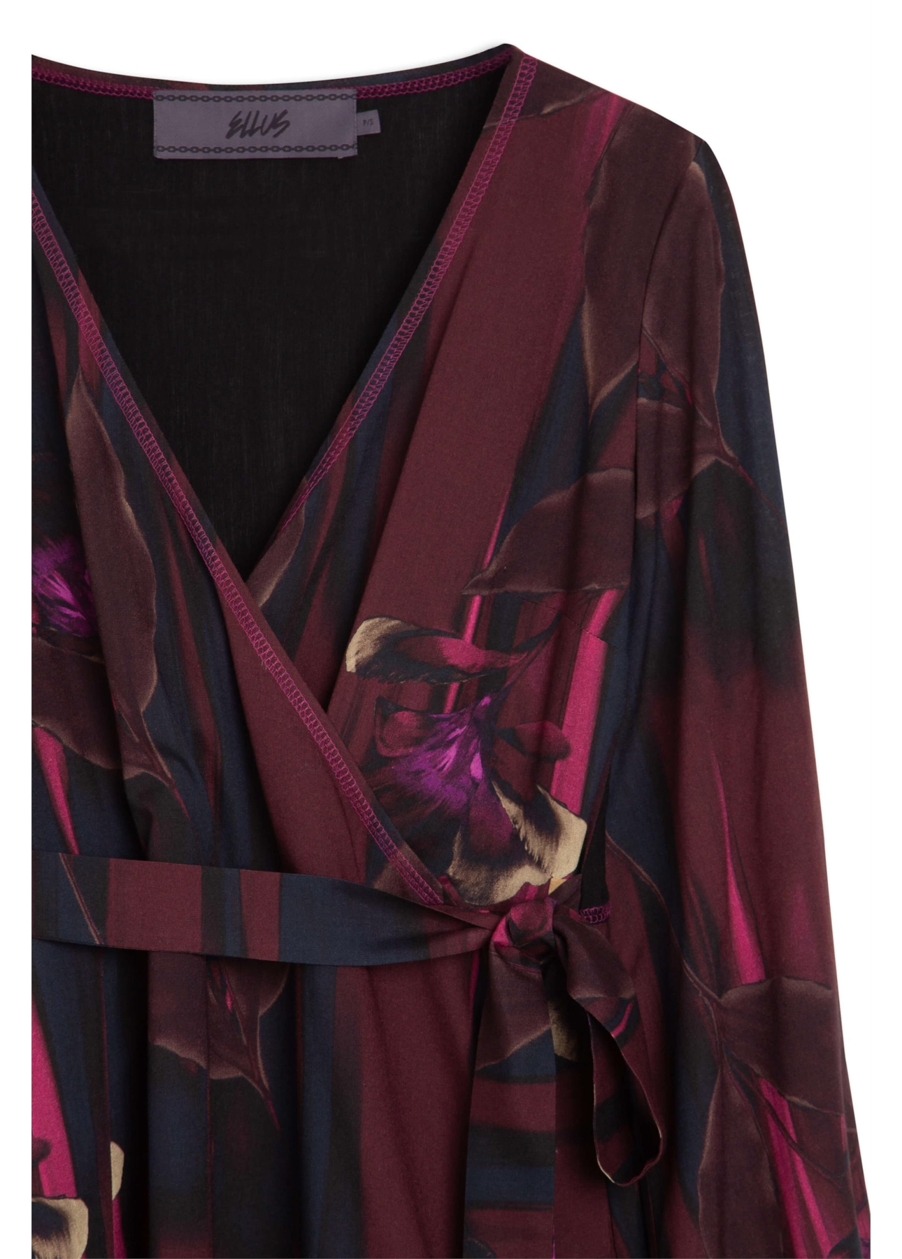 Vestido Incandescente Overlap Contrast Dark Wine