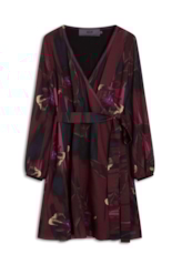 Vestido Incandescente Overlap Contrast Dark Wine
