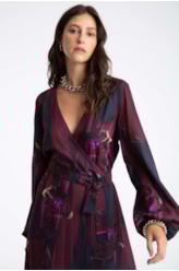 Vestido Incandescente Overlap Contrast Dark Wine
