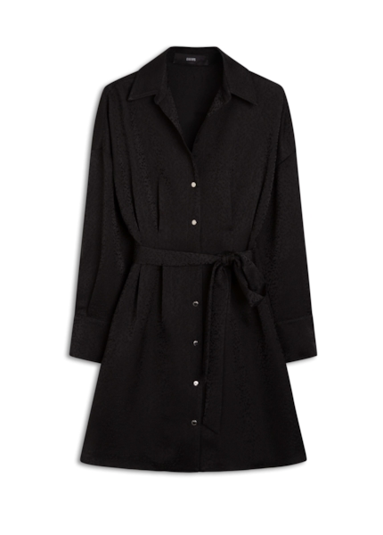 Vestido Jacquard Buttons Preto