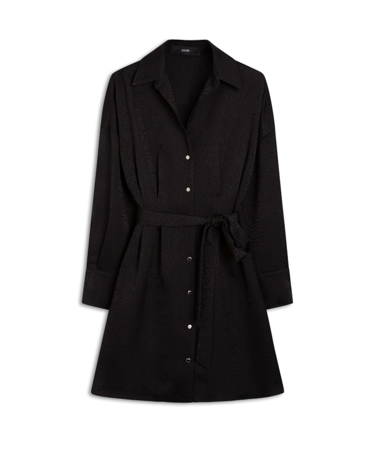 Vestido Jacquard Buttons Preto