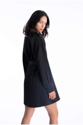 Vestido Jacquard Buttons Preto