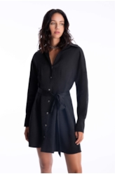 Vestido Jacquard Buttons Preto