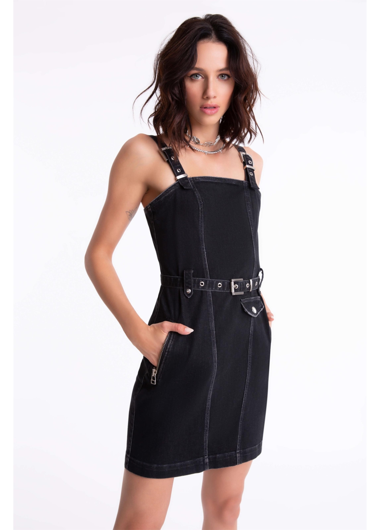 Vestido Jeans Intense Black 1744-Lav.Black C/ Rebolo