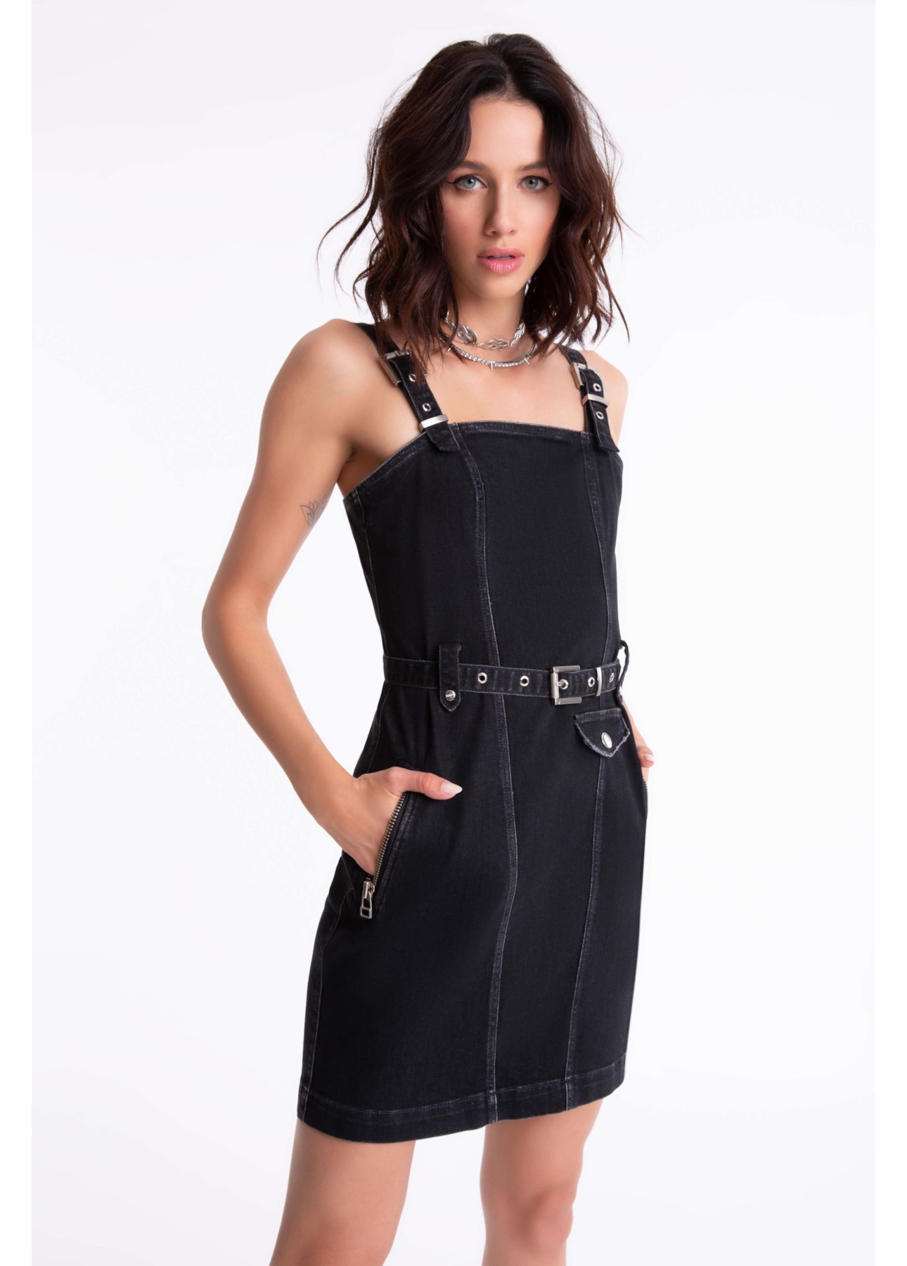 Vestido Jeans Intense Black 1744-Lav.Black C/ Rebolo