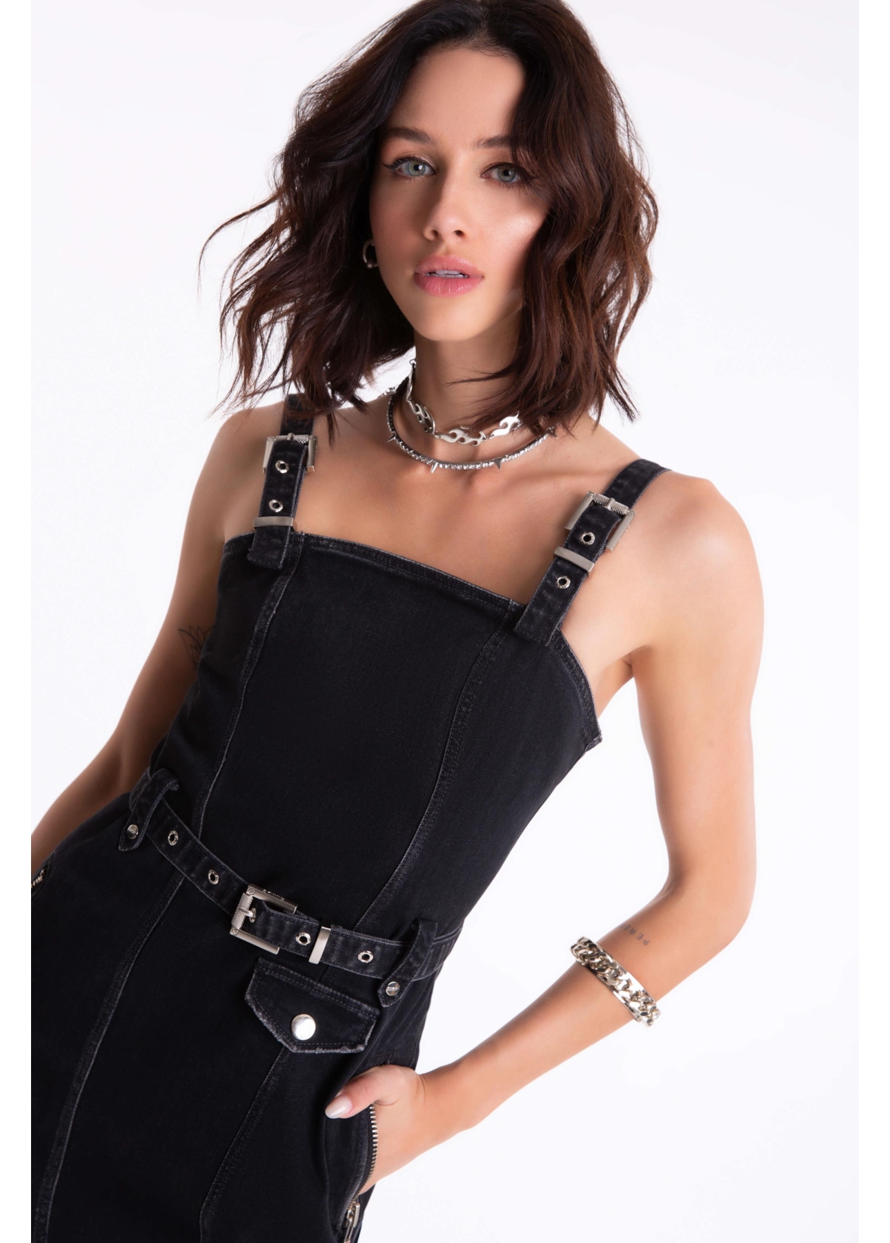 Vestido Jeans Intense Black 1744-Lav.Black C/ Rebolo