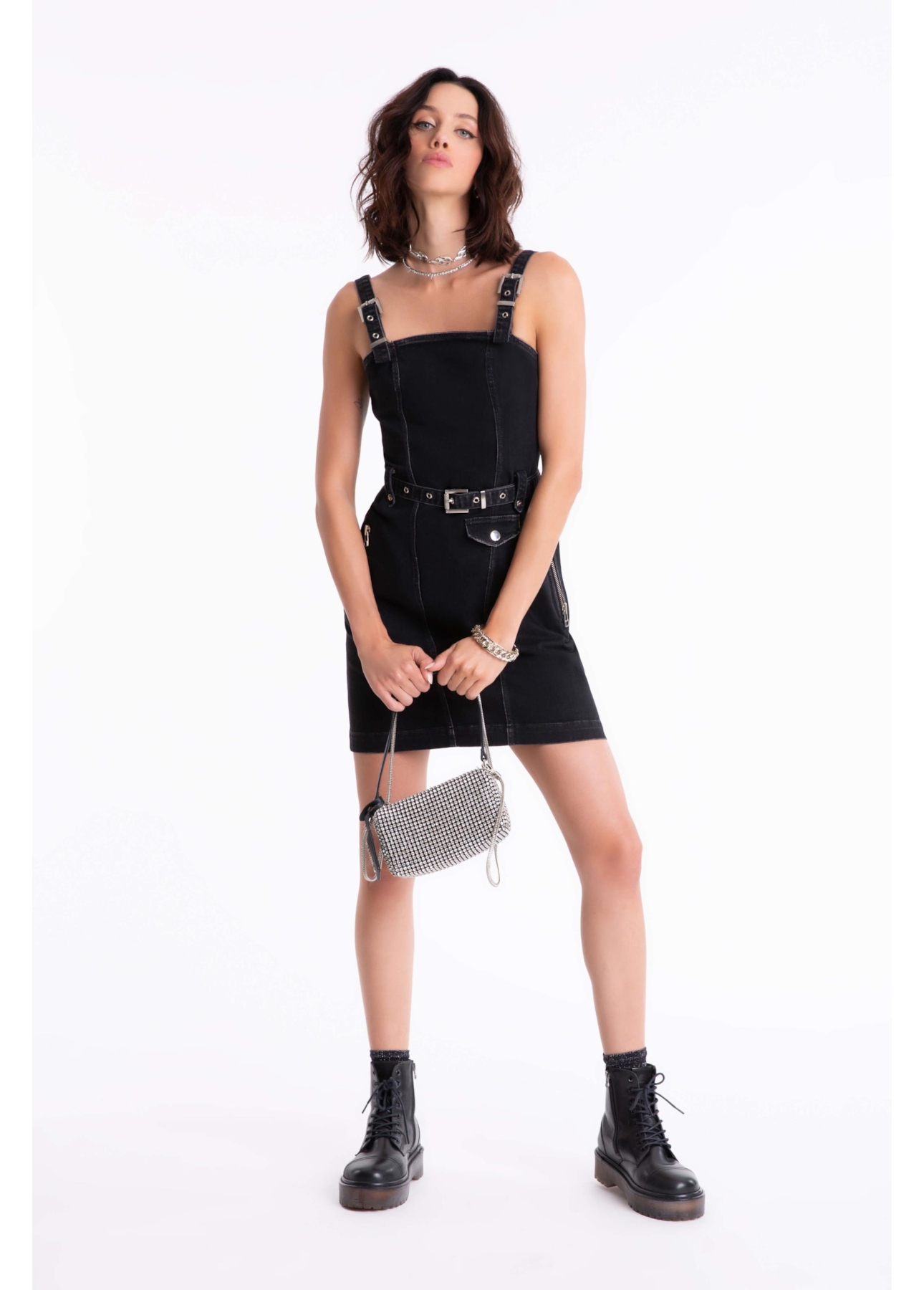 Vestido Jeans Intense Black 1744-Lav.Black C/ Rebolo