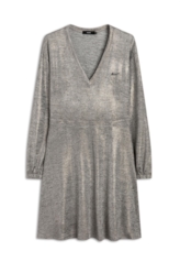 Vestido Jersey Foil Metalico Cinza Mescla