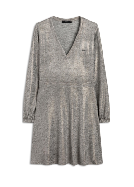 Vestido Jersey Foil Metalico Cinza Mescla