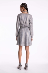 Vestido Jersey Foil Metalico Cinza Mescla