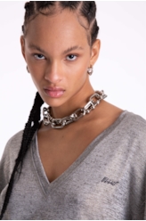 Vestido Jersey Foil Metalico Cinza Mescla