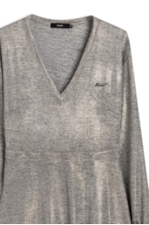 Vestido Jersey Foil Metalico Cinza Mescla