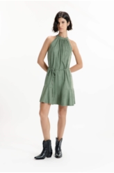 Vestido Jersey Leather Cava Americana Verde Oliva