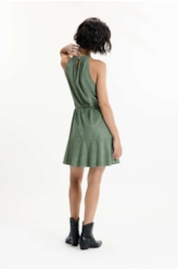 Vestido Jersey Leather Cava Americana Verde Oliva