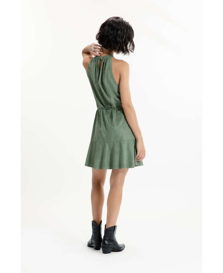 Vestido Jersey Leather Cava Americana Verde Oliva