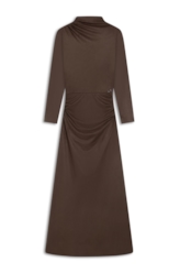 Vestido Jersey Leather Drapped Marrom