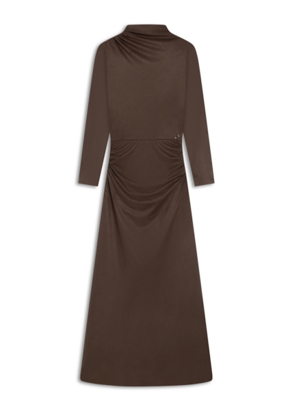 Vestido Jersey Leather Drapped Marrom