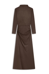 Vestido Jersey Leather Drapped Marrom
