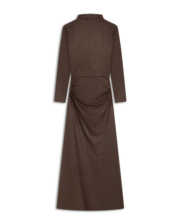 Vestido Jersey Leather Drapped Marrom