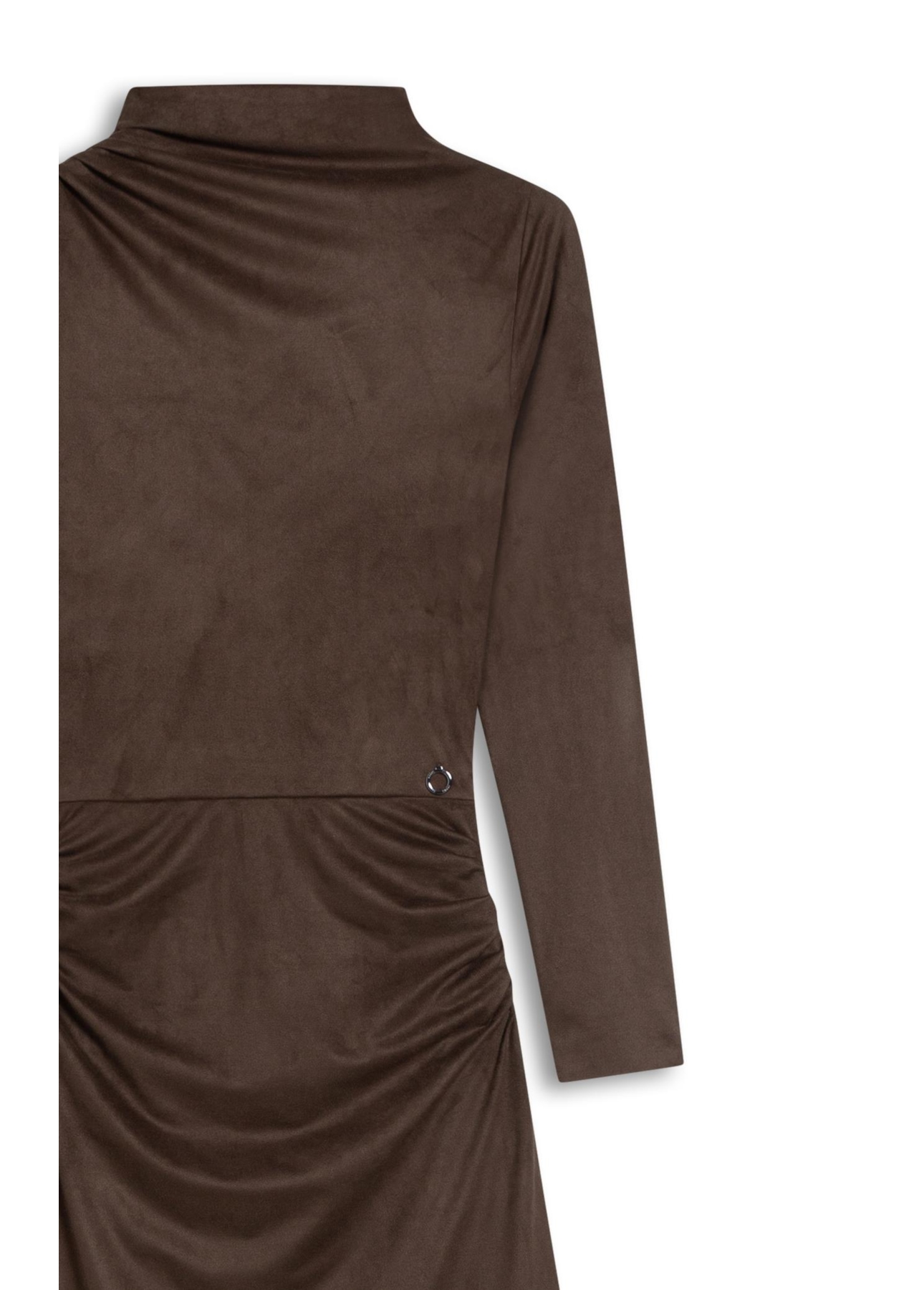Vestido Jersey Leather Drapped Marrom