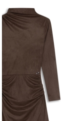 Vestido Jersey Leather Drapped Marrom