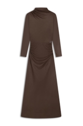Vestido Jersey Leather Drapped Marrom