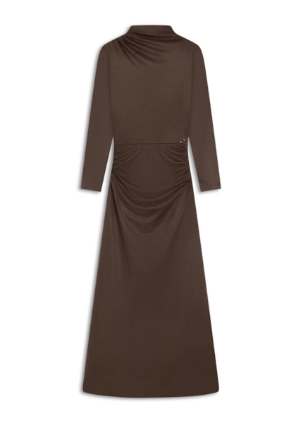 Vestido Jersey Leather Drapped Marrom