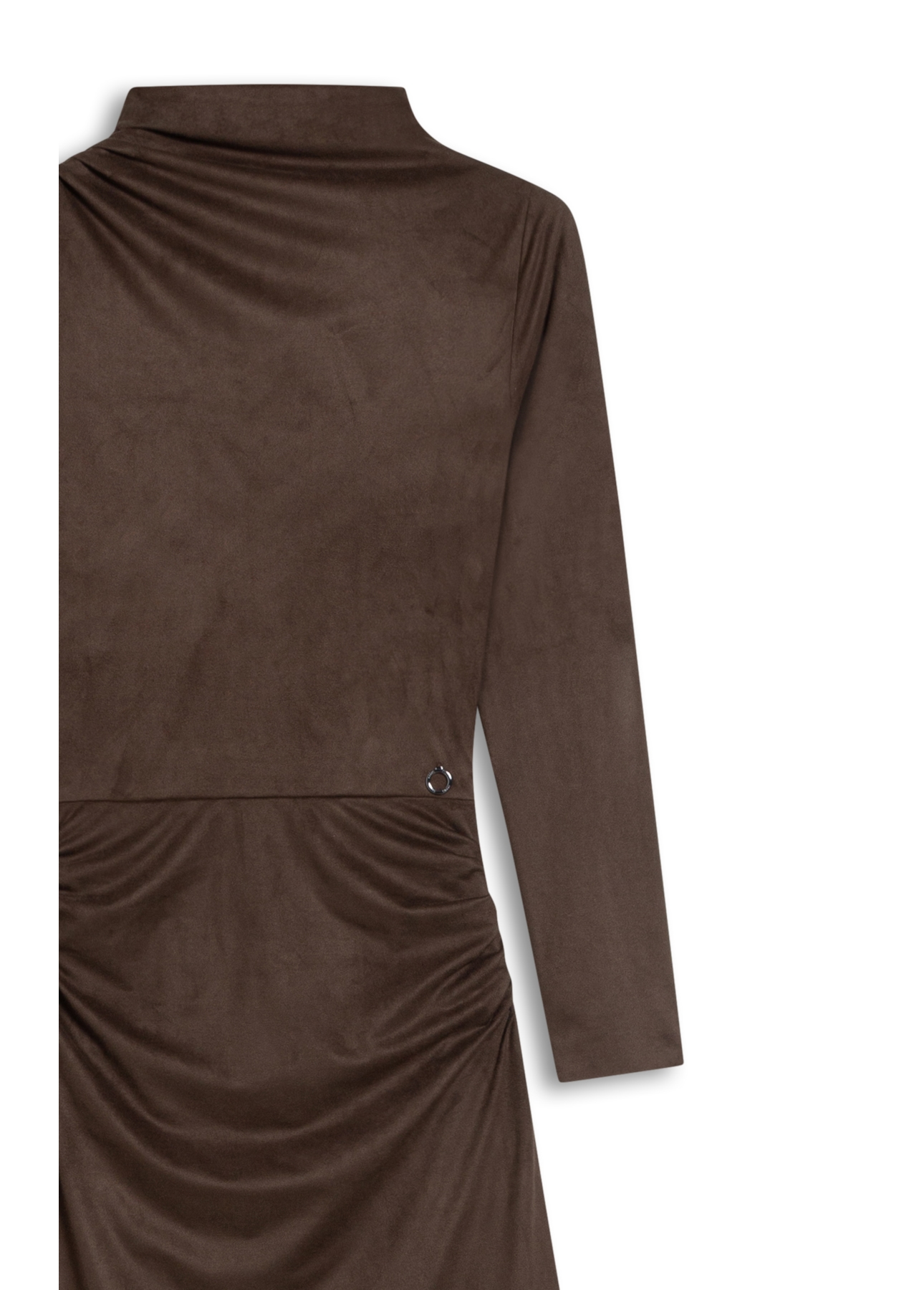 Vestido Jersey Leather Drapped Marrom