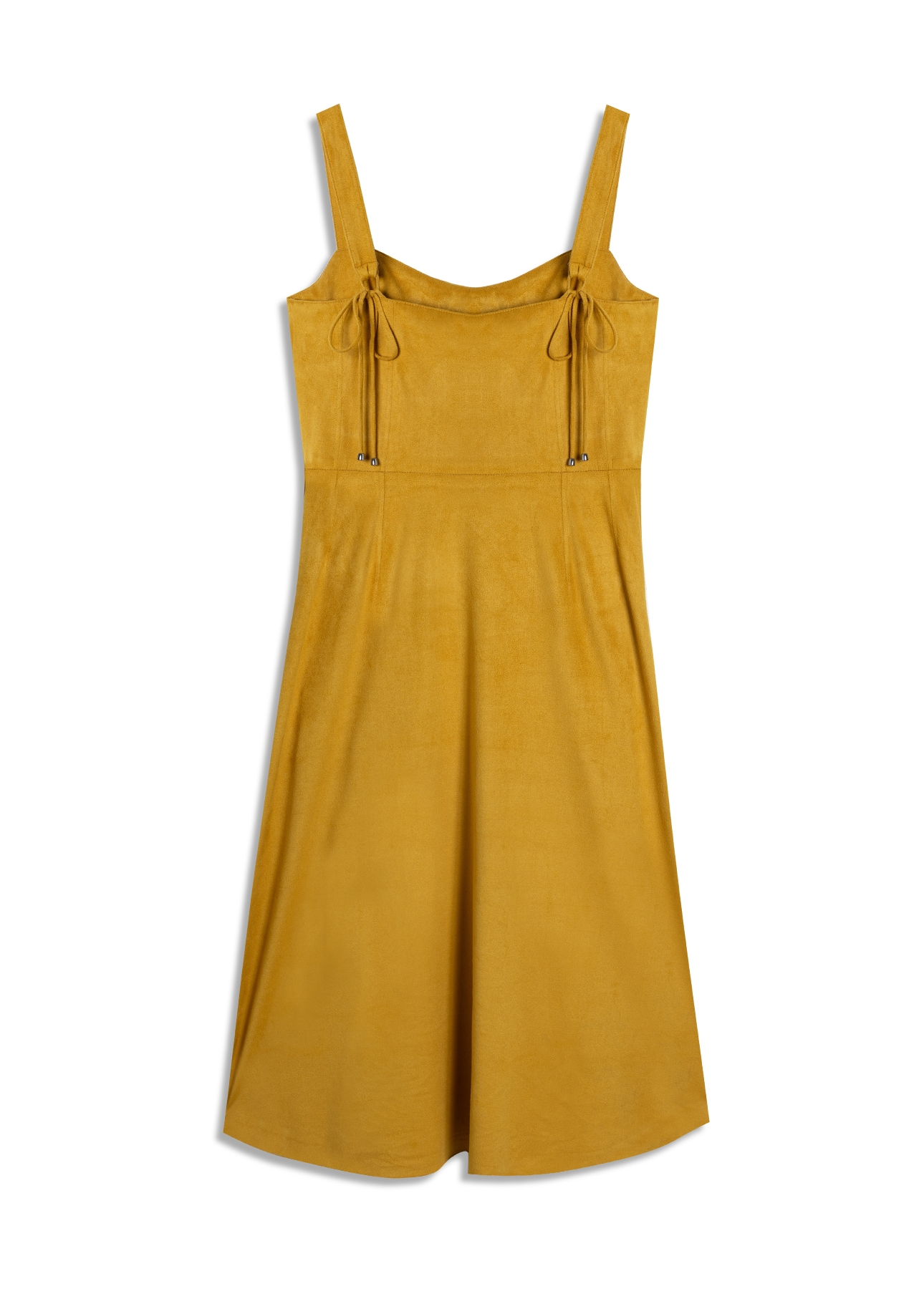 Vestido Jersey Leather Pleated Mostarda