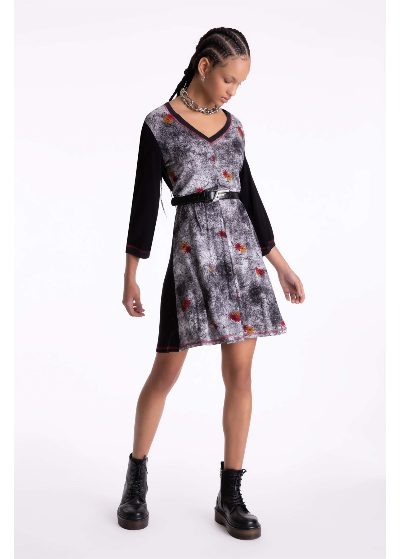 Vestido Jersey Little Flowers Vermelho
