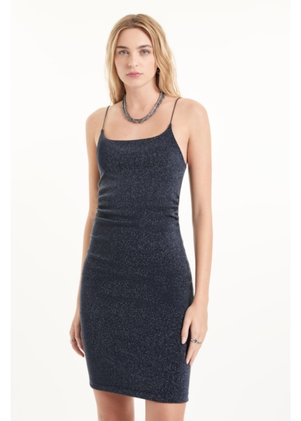 Vestido Jersey Lurex Striped Marinho