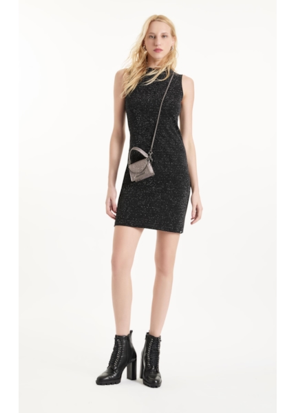 Vestido Jersey Shine Dress Preto C/ Prata