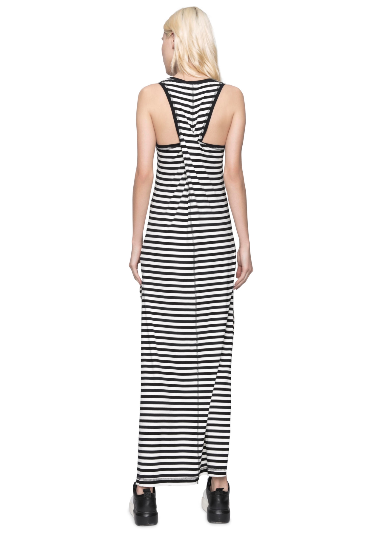 Vestido Jersey Stripe Miller Preto C/ Off White