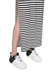 Vestido Jersey Stripe Miller Preto C/ Off White