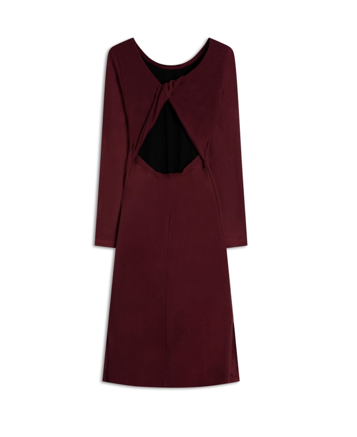 Vestido Jersey Tricot Bordeaux