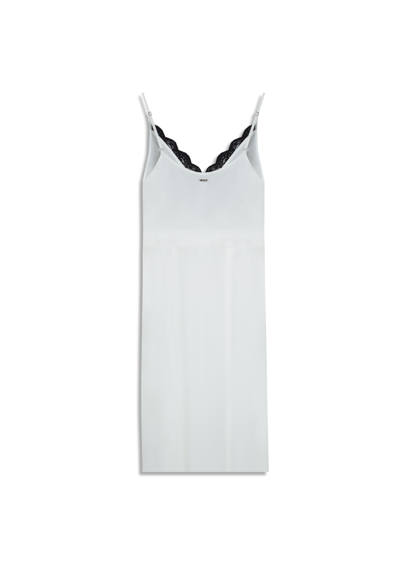 Vestido Lace Satin Slipdress Midi Branco