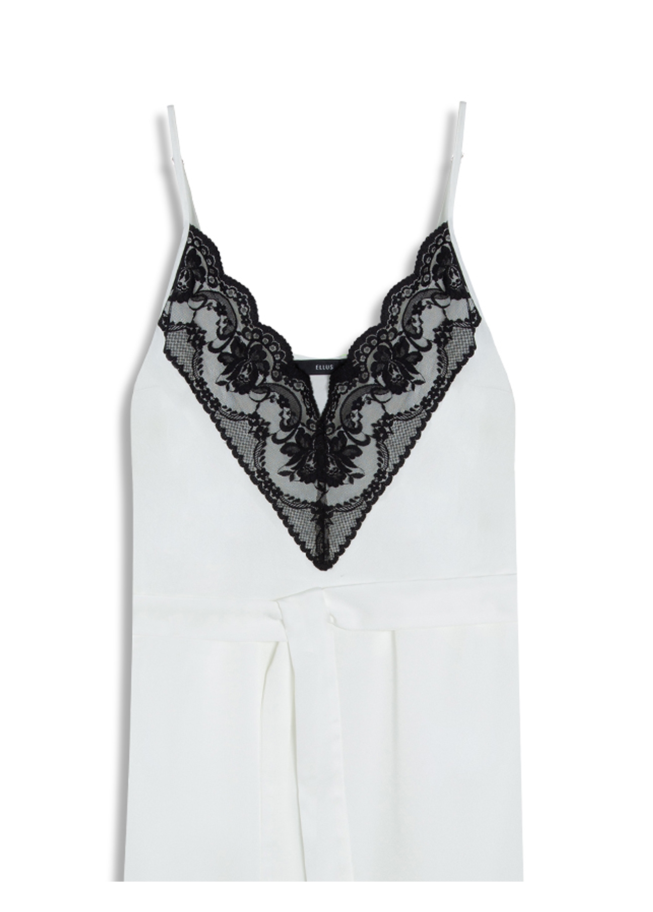 Vestido Lace Satin Slipdress Midi Branco