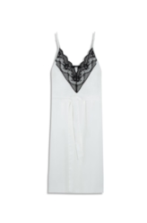 Vestido Lace Satin Slipdress Midi Branco